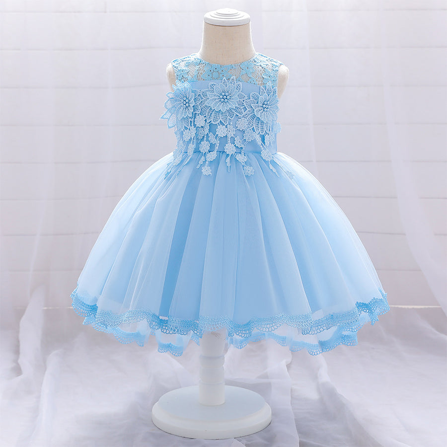 Ball Gown Scoop Sleeveless Flower Girl Dresses with Solid Flowers