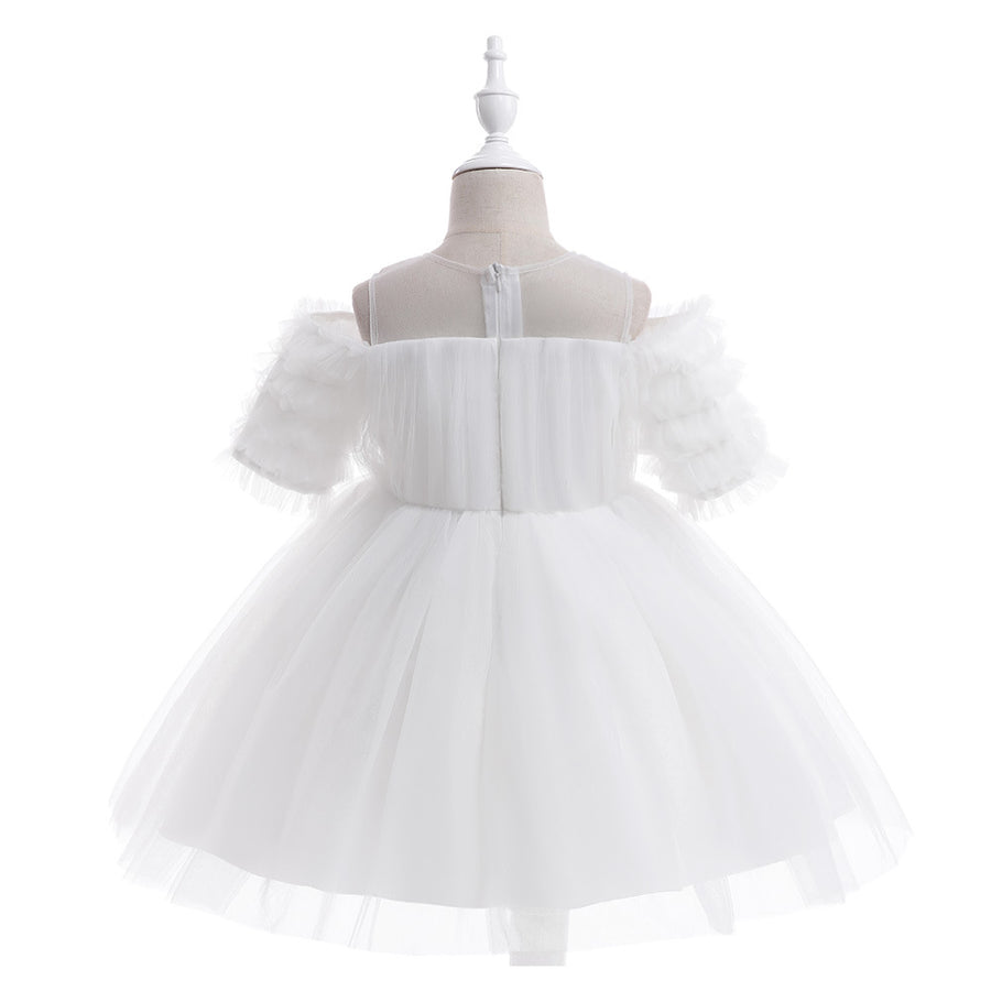 Ball Gown Cold Shoulder Half Sleeves Flower Girl Dresses with Sash