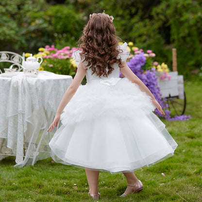 Ball Gown Scoop Flying Sleeves Flower Girl Dresses with Beading