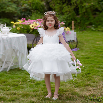 Ball Gown Scoop Flying Sleeves Flower Girl Dresses with Beading