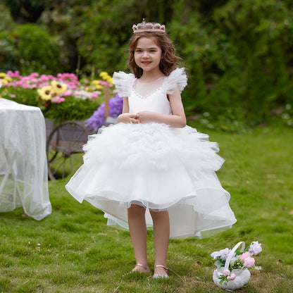 Ball Gown Scoop Flying Sleeves Flower Girl Dresses with Beading