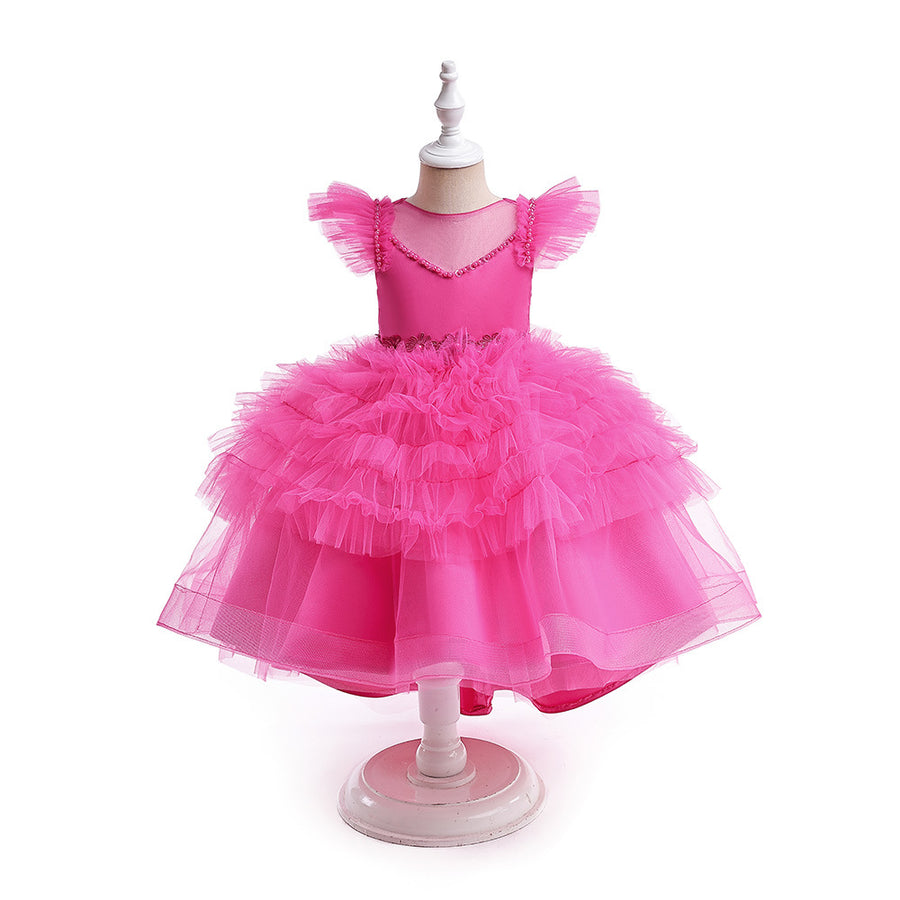 Ball Gown Scoop Flying Sleeves Flower Girl Dresses with Beading