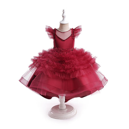 Ball Gown Scoop Flying Sleeves Flower Girl Dresses with Beading