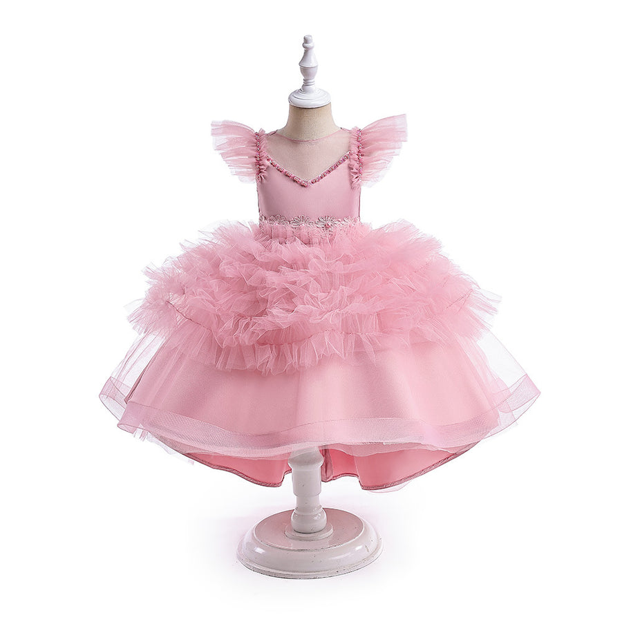 Ball Gown Scoop Flying Sleeves Flower Girl Dresses with Beading