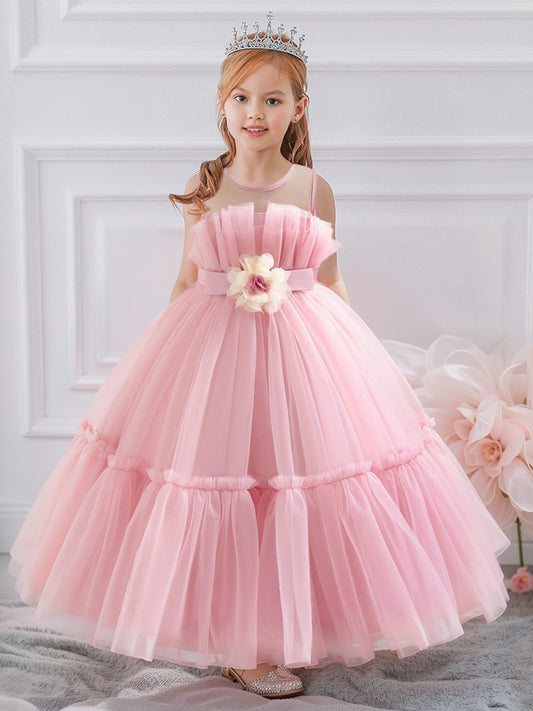 Ball Gown Scoop Sleeveless Flower Girl Dresses with Ruched