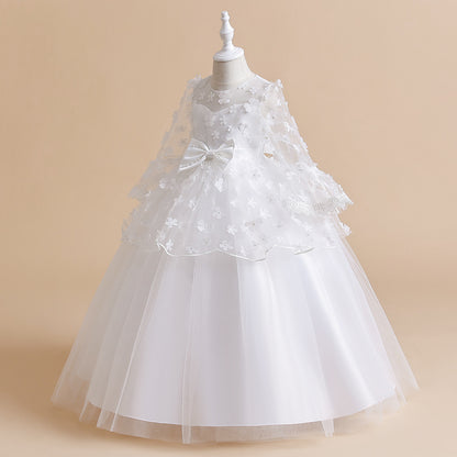 Ball Gown Scoop 3/4 Sleeves Flower Girl Dresses with Tiered