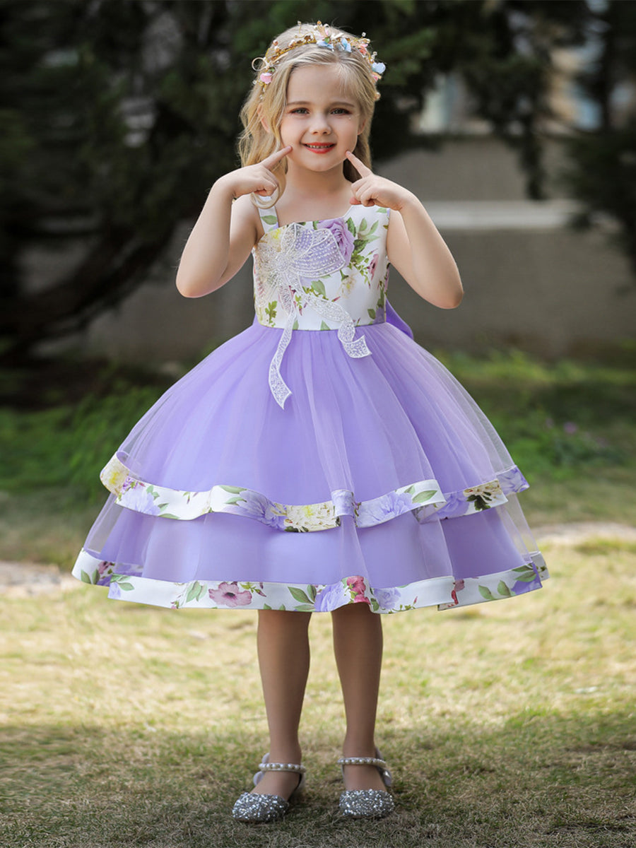 Ball Gown Asymmetrical Sleeveless Flower Girl Dresses with Sequins