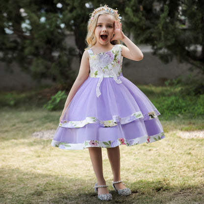 Ball Gown Asymmetrical Sleeveless Flower Girl Dresses with Sequins