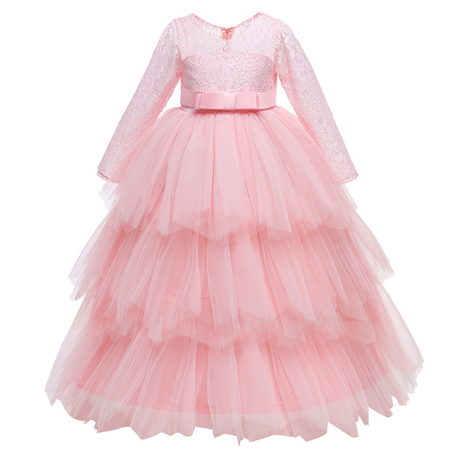 Ball Gown Scoop Long Sleeves Flower Girl Dresses with Tiered