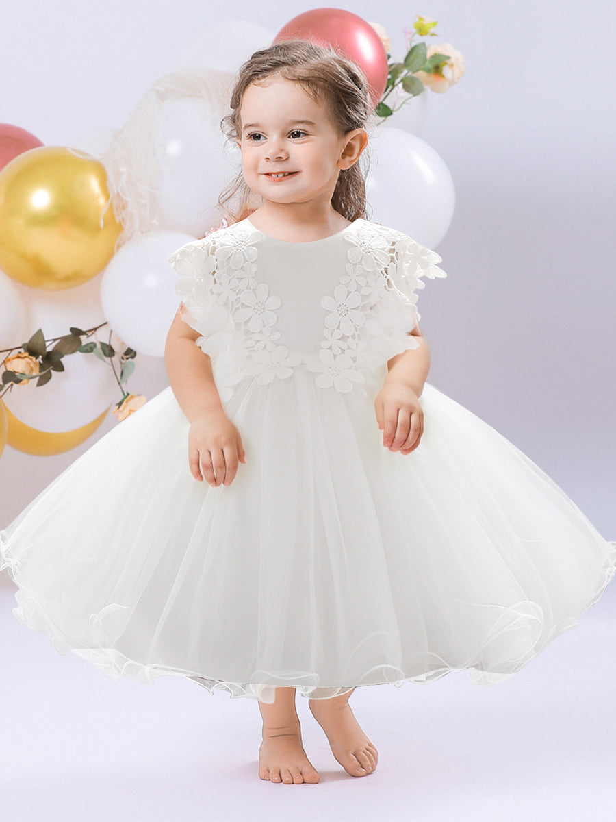 Ball Gown Scoop Sleeveless Flower Girl Dresses with Applique