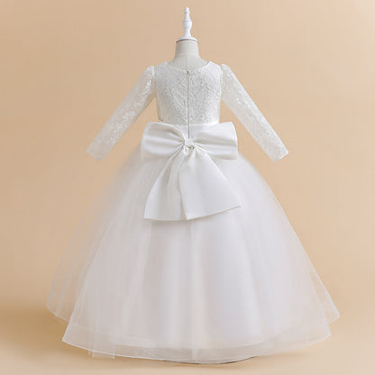 Ball Gown Scoop Long Sleeves Flower Girl Dresses with Lace