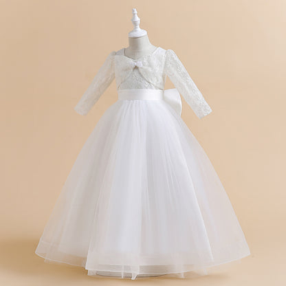 Ball Gown Scoop Long Sleeves Flower Girl Dresses with Lace