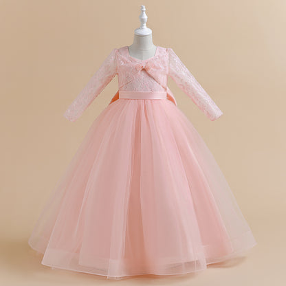 Ball Gown Scoop Long Sleeves Flower Girl Dresses with Lace