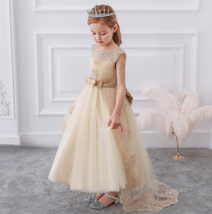 Ball Gown Scoop Sleeveless Flower Girl Dresses with Applique