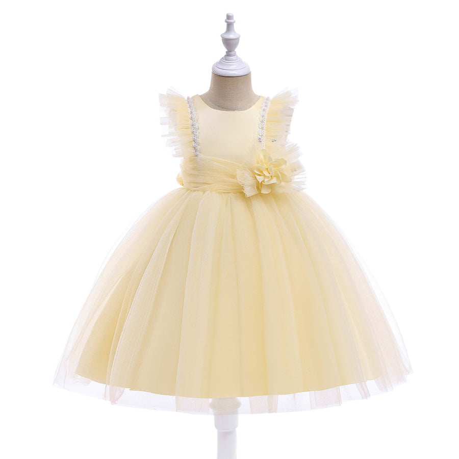 Ball Gown Scoop Flying Sleeves Flower Girl Dresses with Beading