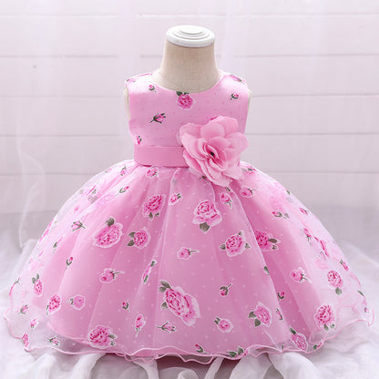 Ball Gown Scoop Sleeveless Flower Girl Dresses with Solid Flowers