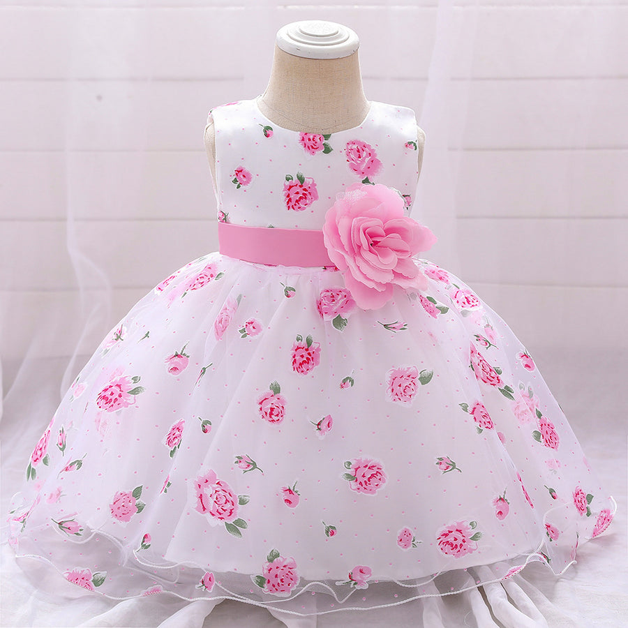 Ball Gown Scoop Sleeveless Flower Girl Dresses with Solid Flowers