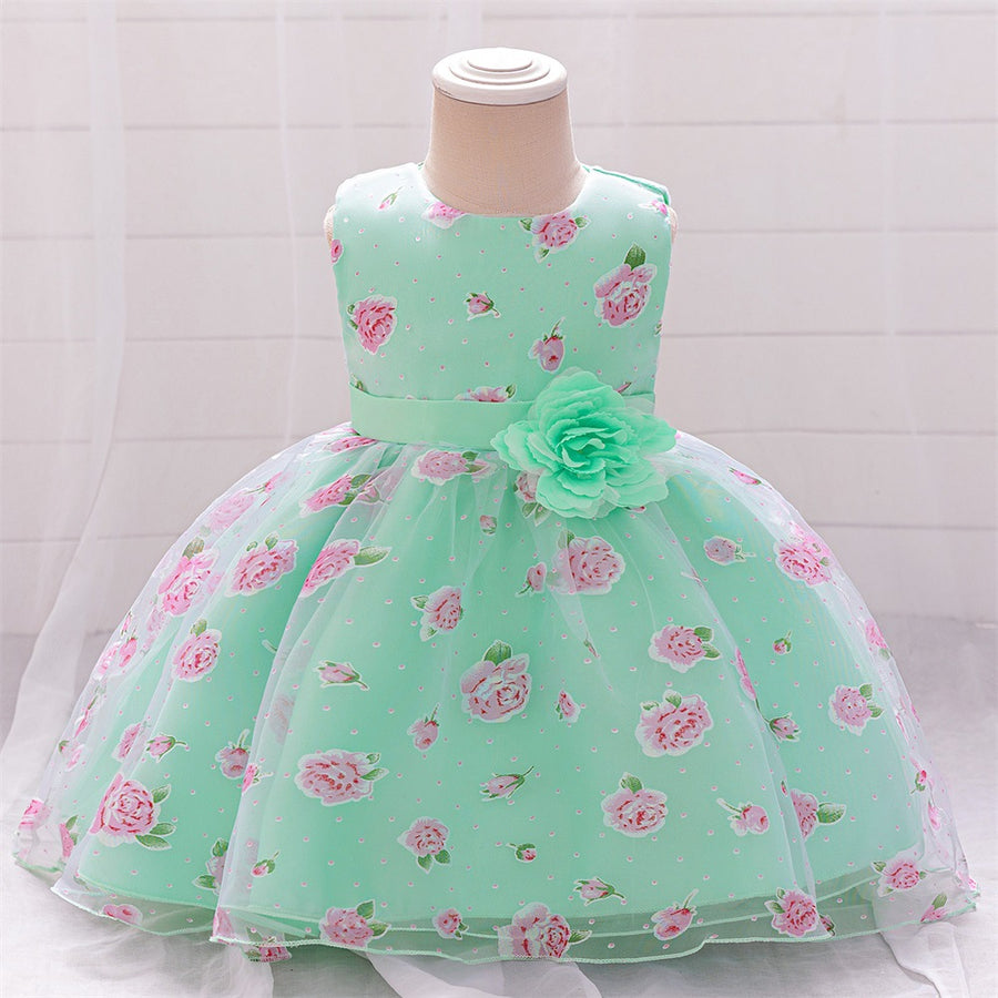 Ball Gown Scoop Sleeveless Flower Girl Dresses with Solid Flowers