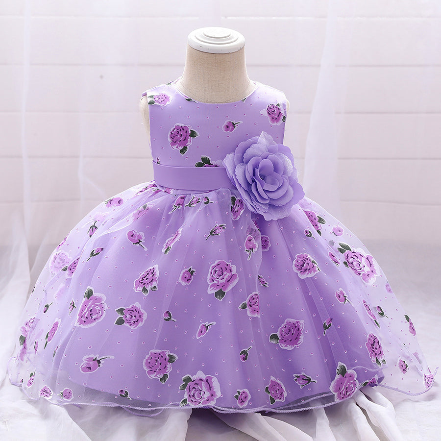 Ball Gown Scoop Sleeveless Flower Girl Dresses with Solid Flowers