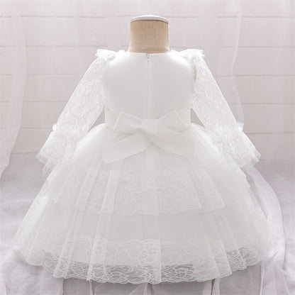 Ball Gown Scoop Long Sleeves Flower Girl Dresses with Lace