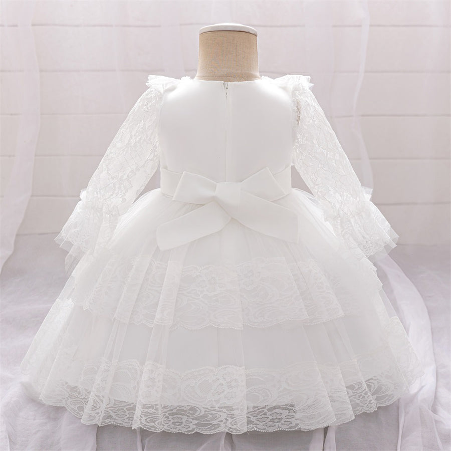 Ball Gown Scoop Long Sleeves Flower Girl Dresses with Lace