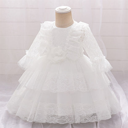 Ball Gown Scoop Long Sleeves Flower Girl Dresses with Lace