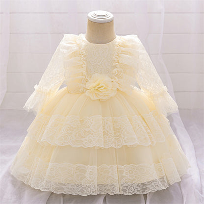 Ball Gown Scoop Long Sleeves Flower Girl Dresses with Lace