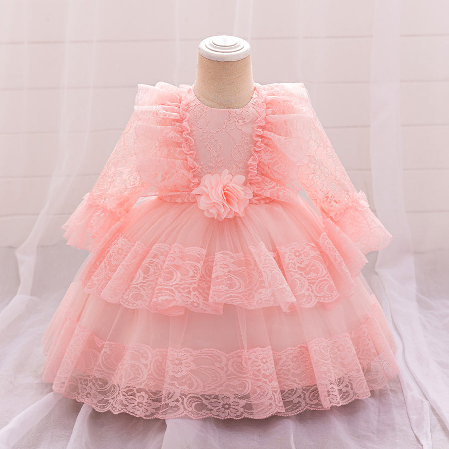 Ball Gown Scoop Long Sleeves Flower Girl Dresses with Lace