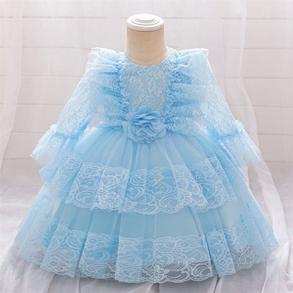 Ball Gown Scoop Long Sleeves Flower Girl Dresses with Lace