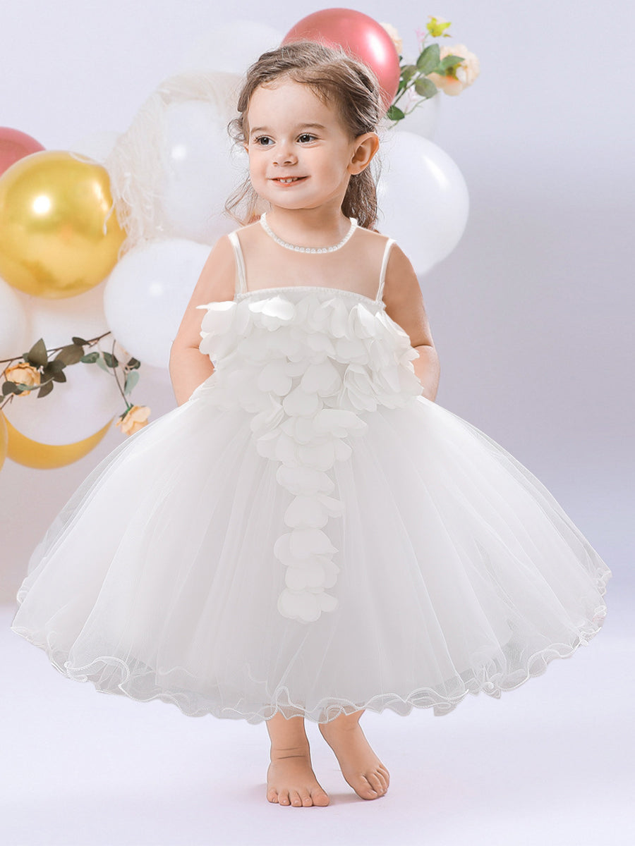 Ball Gown Scoop Sleeveless Flower Girl Dresses with Beading