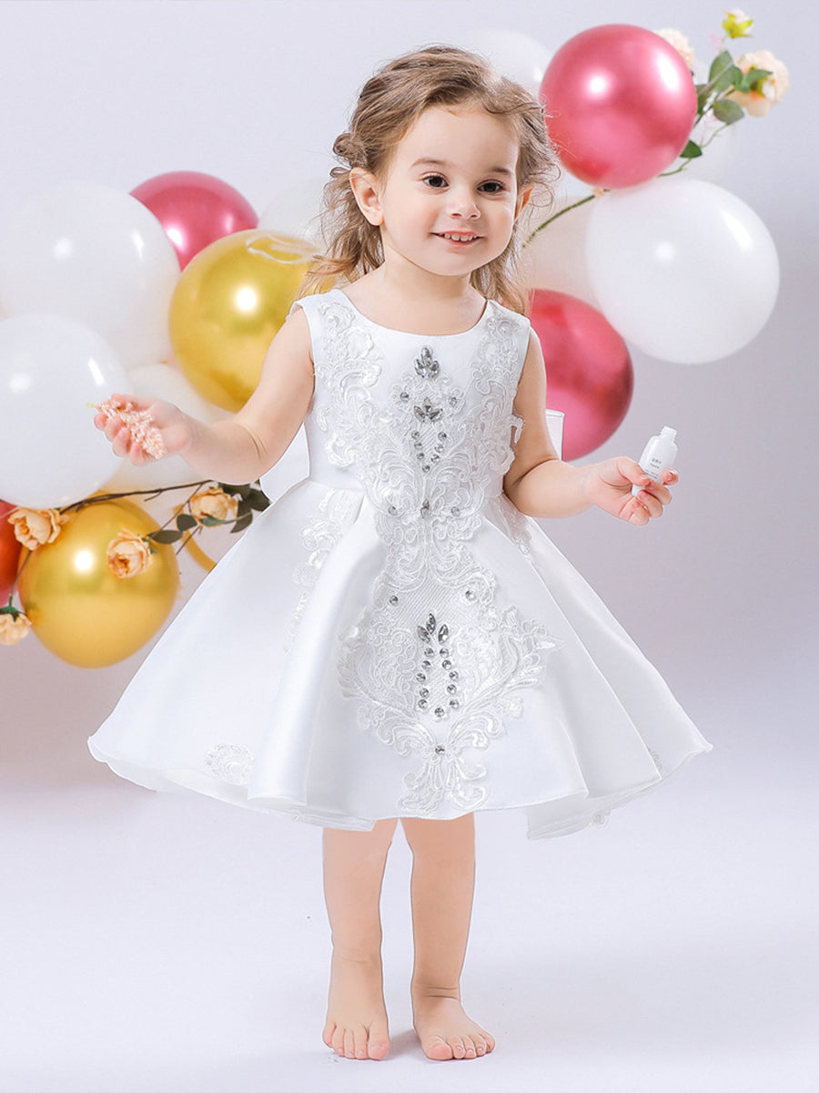 Ball Gown Scoop Sleeveless Flower Girl Dresses with Rhinestones