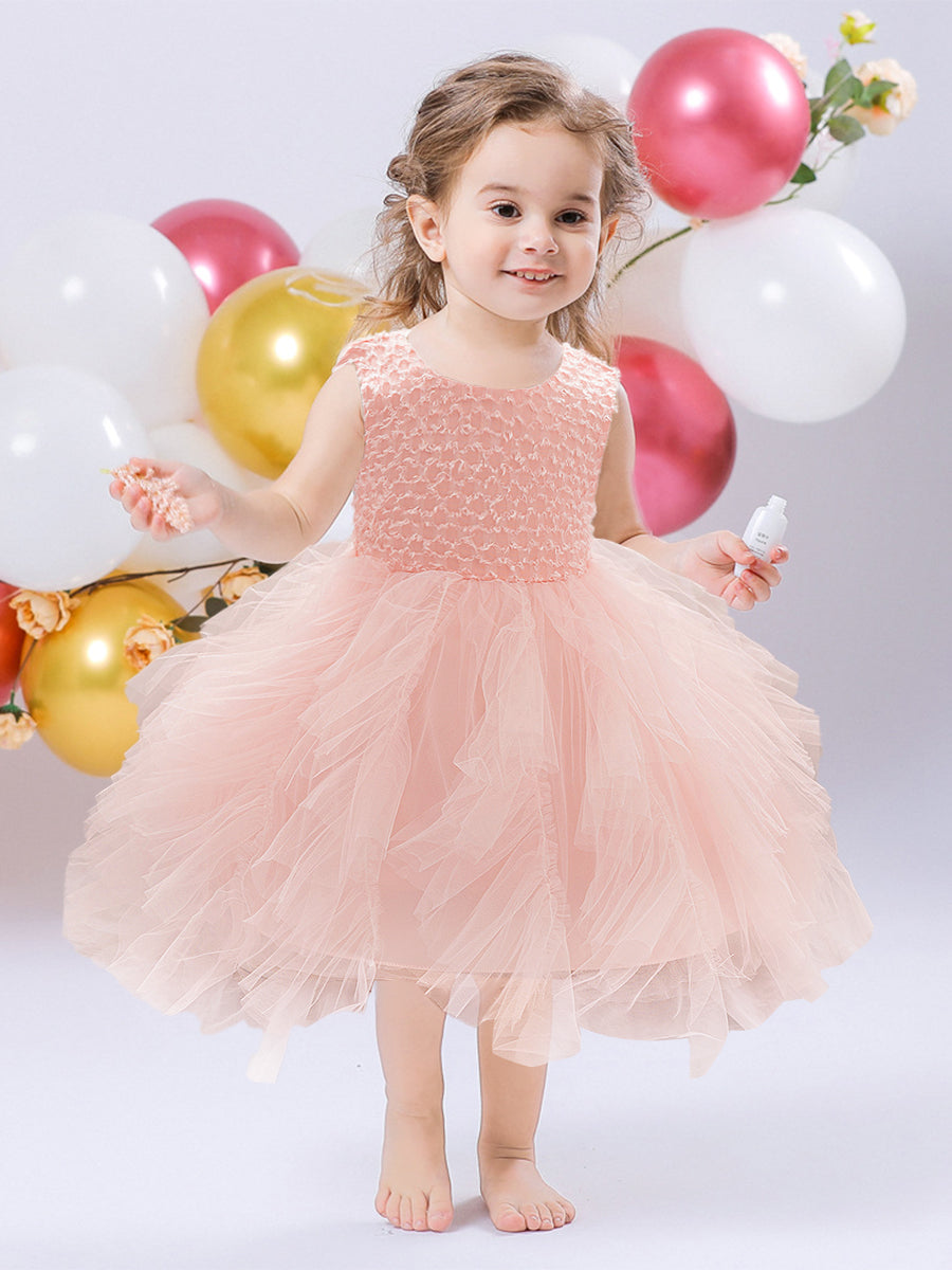 Ball Gown Scoop Sleeveless Flower Girl Dresses with Ruched