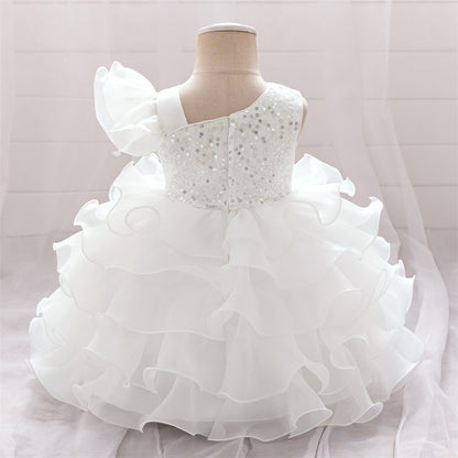 Ball Gown Asymmetrical Sleeveless Flower Girl Dresses with Tiered