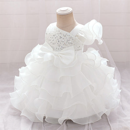 Ball Gown Asymmetrical Sleeveless Flower Girl Dresses with Tiered