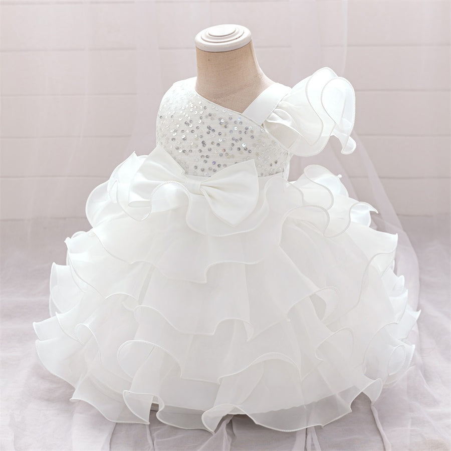 Ball Gown Asymmetrical Sleeveless Flower Girl Dresses with Tiered