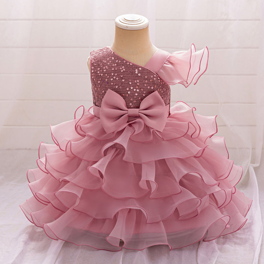 Ball Gown Asymmetrical Sleeveless Flower Girl Dresses with Tiered