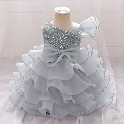 Ball Gown Asymmetrical Sleeveless Flower Girl Dresses with Tiered