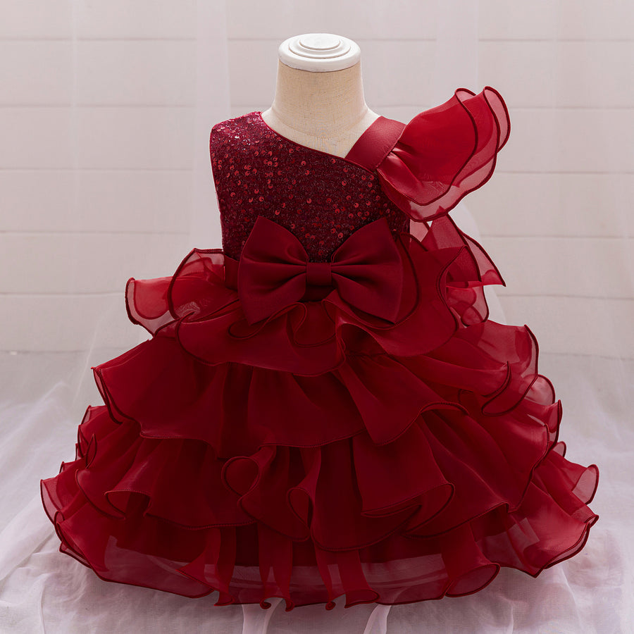 Ball Gown Asymmetrical Sleeveless Flower Girl Dresses with Tiered