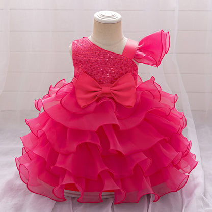 Ball Gown Asymmetrical Sleeveless Flower Girl Dresses with Tiered