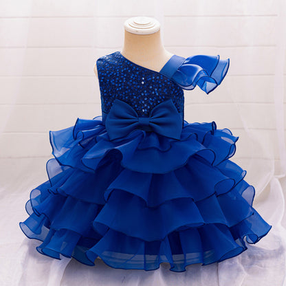 Ball Gown Asymmetrical Sleeveless Flower Girl Dresses with Tiered