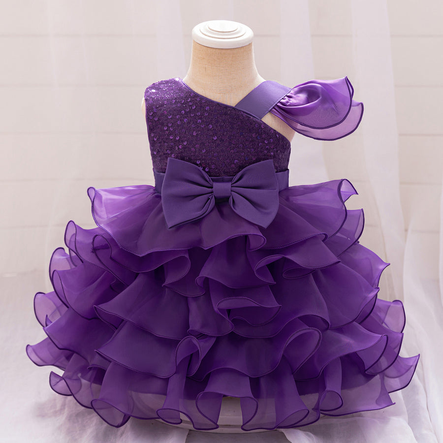 Ball Gown Asymmetrical Sleeveless Flower Girl Dresses with Tiered