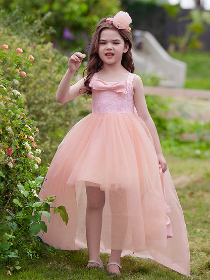 Ball Gown Scoop 3/4 Sleeves 2 Pieces Flower Girl Dresses with Bow knot