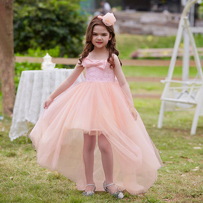 Ball Gown Scoop 3/4 Sleeves 2 Pieces Flower Girl Dresses with Bow knot