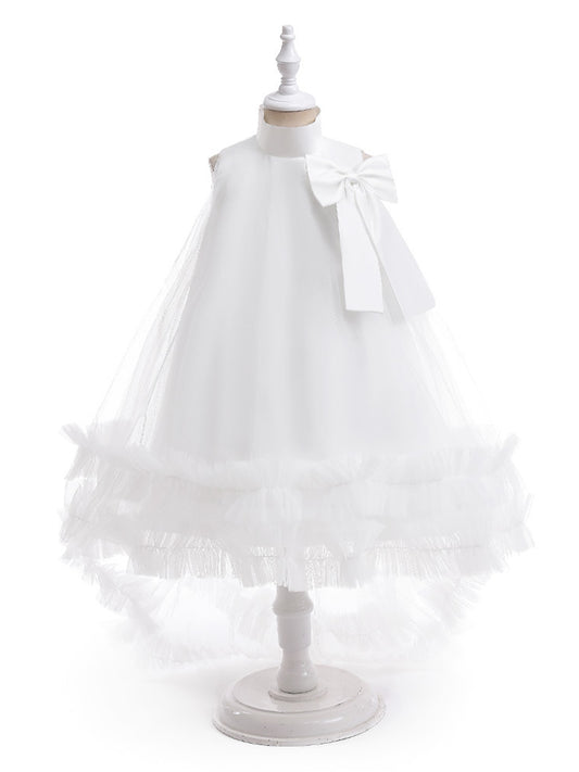 Ball Gown High Neck Sleeveless Flower Girl Dresses with Tiered