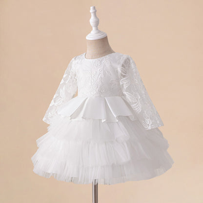 Ball Gown Scoop Long Sleeves Flower Girl Dresses with Tiered