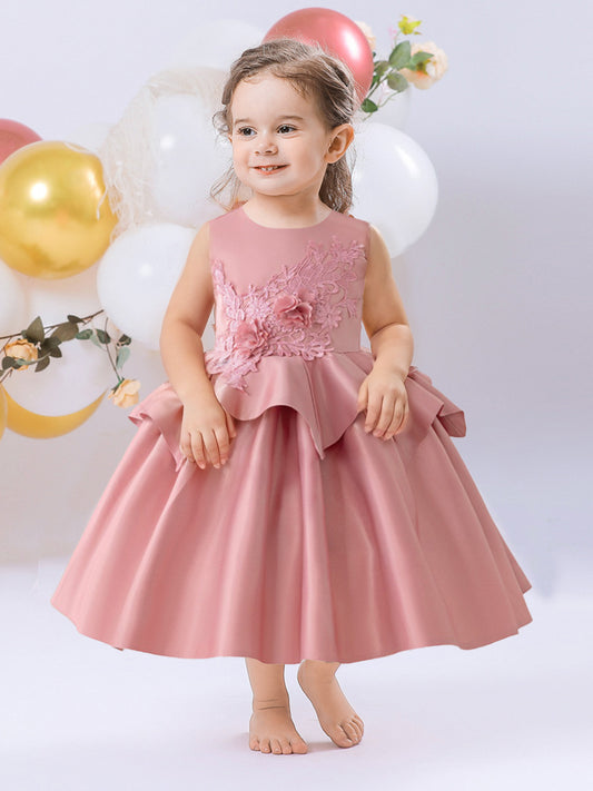 Ball Gown Scoop Sleeveless Flower Girl Dresses with Applique