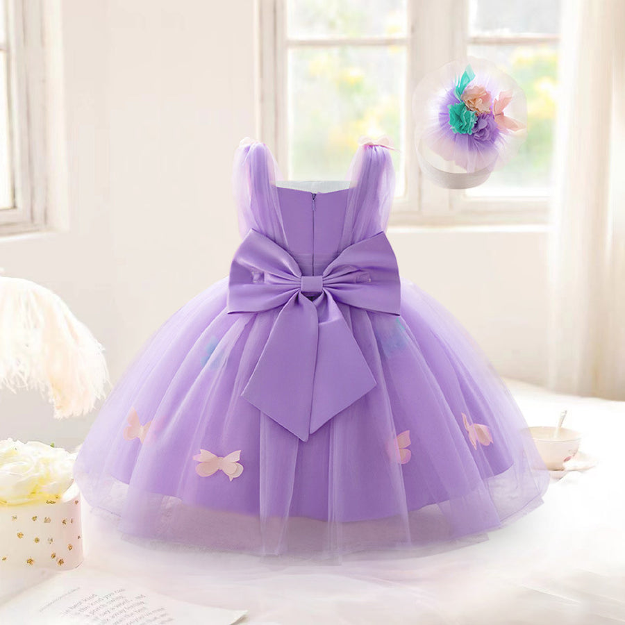 Ball Gown Square Neck Sleeveless Flower Girl Dresses with Solid Flowers