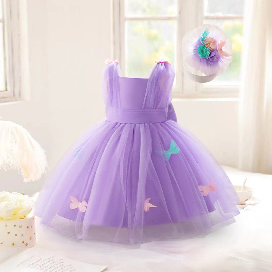 Ball Gown Square Neck Sleeveless Flower Girl Dresses with Solid Flowers