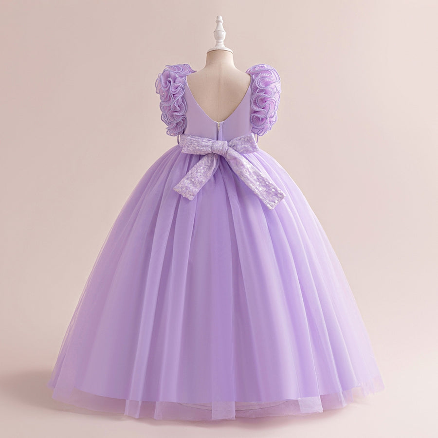 Ball Gown V-Neck Sleeveless Flower Girl Dresses with Sequins