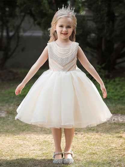 Ball Gown Scoop Sleeveless Flower Girl Dresses with Beading